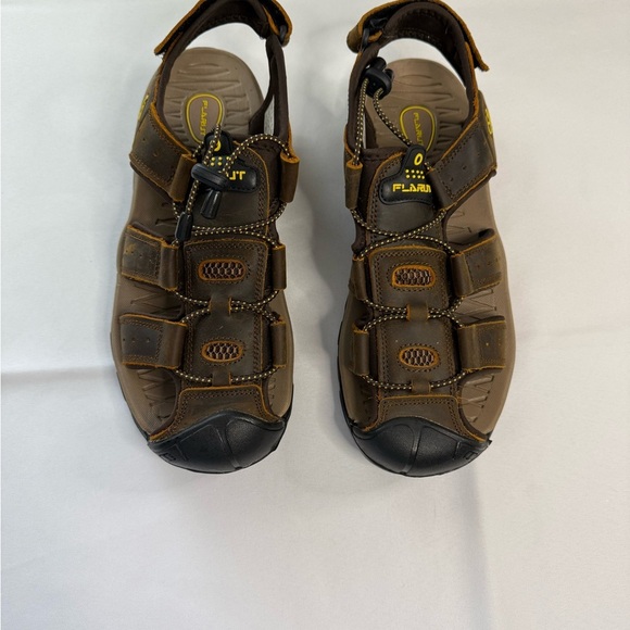 Brown and Black Hiking Sandals with Adjustable Straps - Picture 1 of 7